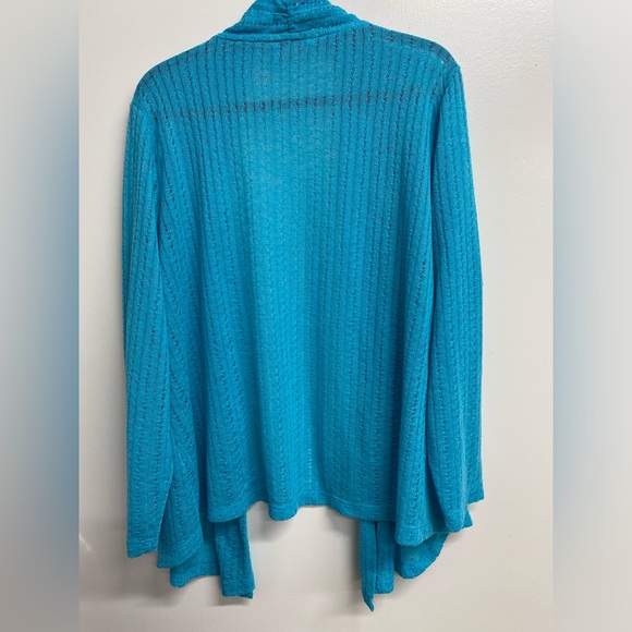 ✨ 4 for $30 ✨ TanJay Teal Lightweight Eyelet Open Cardigan Size 2X - Picture 2 of 4